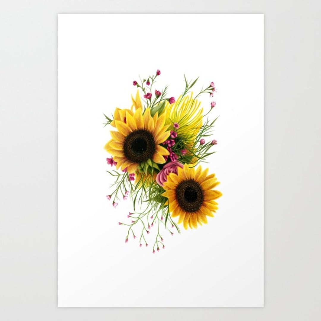 Sunflower Drawing Sketch Bouquet Of Three Flowers Yellow With Green Leaves  Hand Drawn Color Vector Oil Production Agriculture Plant Harvest Stock  Illustration - Download Image Now - iStock