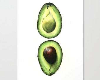 Avocado - Colored Pencil Drawing - Art Print