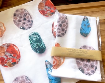 XL - &quot;MI Rocks & Gems&quot; - 100% Cotton Tea Towel