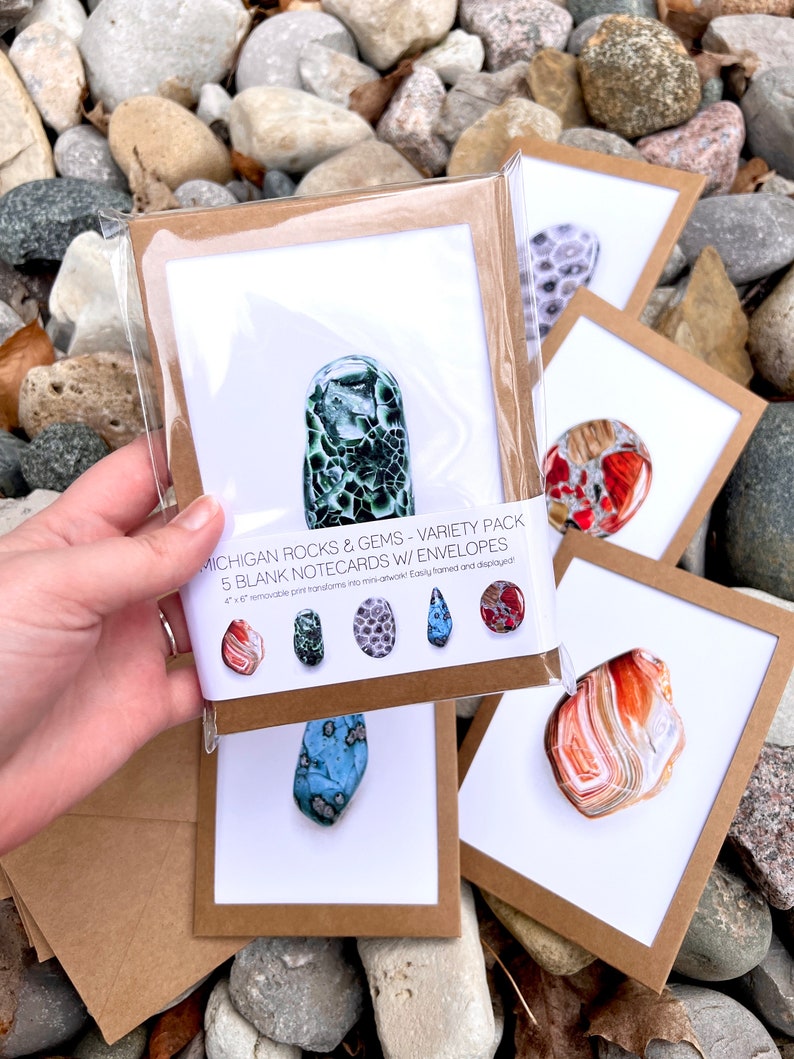 5-Pack MI Rocks & Gems Drawing Note Cards with Envelopes image 2