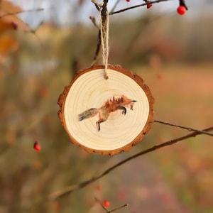 Fox Drawing - Wood Slice Ornament