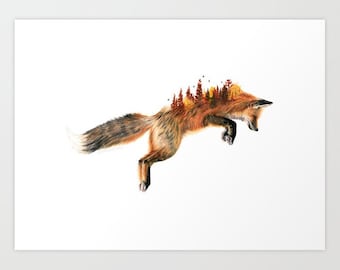 Joe's Fox - Colored Pencil Drawing - Art Print