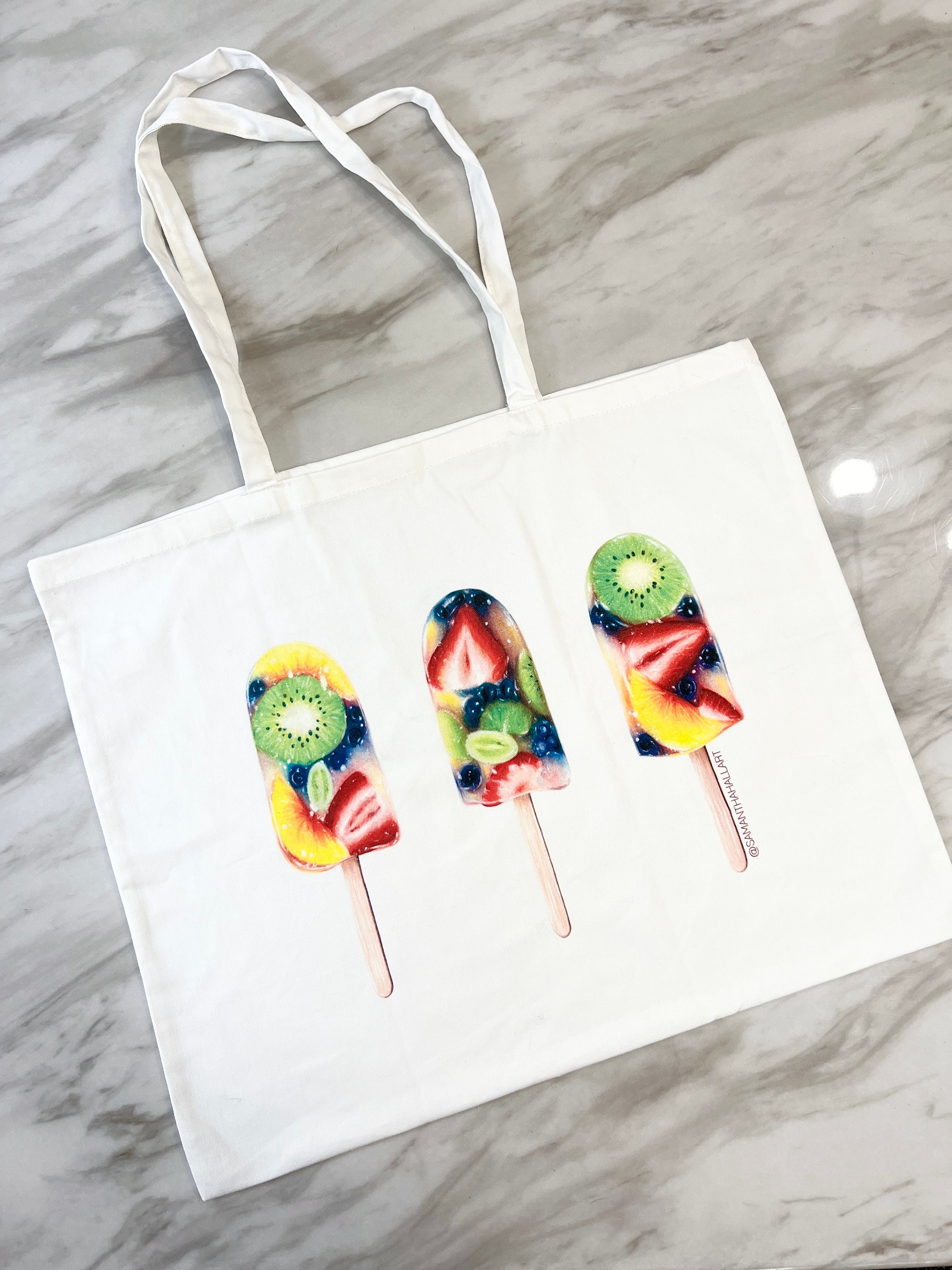 XL - "Fruit Popsicle" Drawings - Double-Sided - 100% Cotton Tote Bag