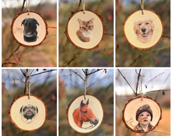 Portrait Commission Add-on | Wood Slice Ornament