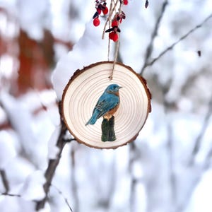 Eastern Bluebird Drawing - Wood Slice Ornament