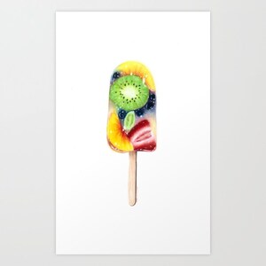 Fruit Popsicle 3 - Colored Pencil Drawing - Art Print