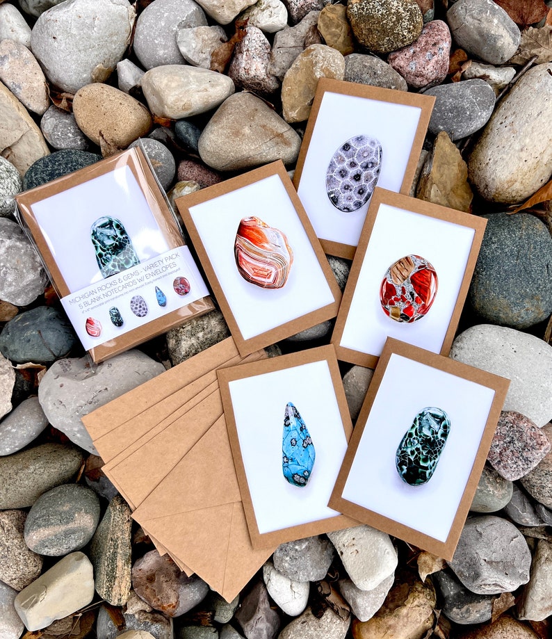 5-Pack MI Rocks & Gems Drawing Note Cards with Envelopes image 1