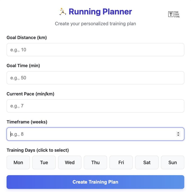 Selecting Program Components For Running Exercise Canva Running Planner - Etsy