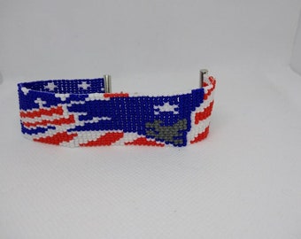 New England Patriots NFL Loom bracelet, Football Jewelry, Hand Woven Seed Bead Bracelet, HANDMADE Boho Cuff  Bracelet For Woman