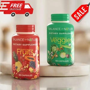 Balance of Nature Fruits - Veggies – Whole Food Supplement – 90 Fruit & 90 Veggie Capsules for Adults - Kids Handmade