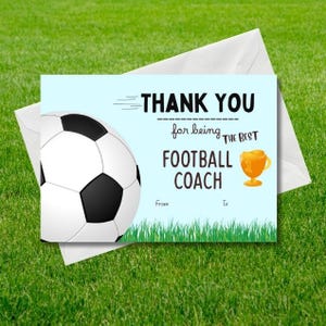 Vielen Dank, dass Sie Fußball-Trainer Karte druckbar - Sofort Download | Sportcoach Geschenk von Team oder Spieler | Digitale Faltkarte A6 zum Ausdrucken