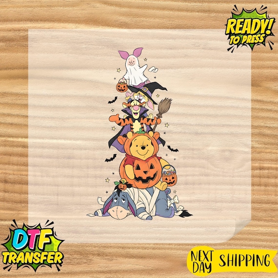 Halloween Friends DTF Transfer Ready to Press, Cute Bear Pumpkin Heat Transfer, Spooky Autumn Shirt Transfer Print, Next Day Shipping