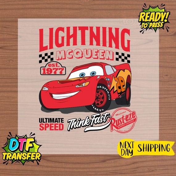 Lightning McQueen DTF Transfer, Disney Iron-on Decal, Ready to Press