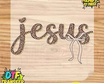 Leopard Jesus Bow DTF Transfer: Christian Coquette Ready to Press