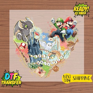 Epic Universe Mario Ready to Press, Pastel Retro Design, Epic Universe Dtf Press, Mario DTF, Mario Bros DTF Transfers, Disney DTF Transfer