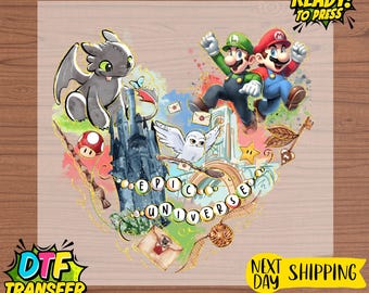 Retro Mario Epic Universe DTF Transfer: Ready to Press