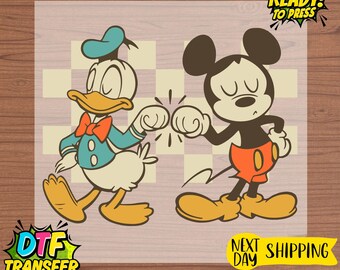Retro Mickey and Donald Duck Fist Bump DTF Transfer