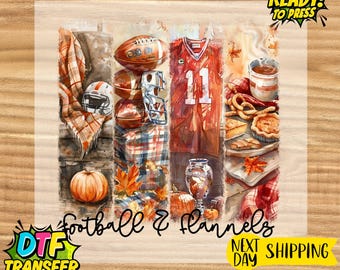 Watercolor Football DTF Transfer: Fall Flannels, Game Day Print
