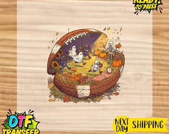 Halloween Football Pumpkin DTF Transfer: Game Day Iron-On Design