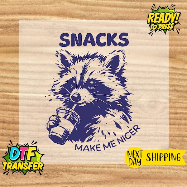 Funny Raccoon DTF Transfer: Snack Lover Tee Iron-On