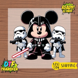 Mickey Star Wars DTF Transfers, Disney DTF Transfer, Star Wars Ready to Press, Stormtrooper DTF, Mickey Mouse Dtf Design, Darth Vader Dtf