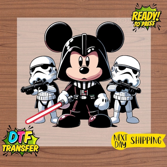Mickey Mouse Star Wars DTF Transfer: Ready to Press Design