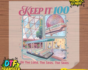Keep It 100 On the Land the Seas the Skies Dtf Transfer, Retro Pastel Disney Boat Seagull Ready to Press, EPCOT World Traveler Dtf Print