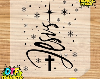 Christmas Jesus Tree DTF Transfer, Ready to Press, Christian Print