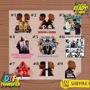 Usher Raymond Chris Brown R&B Tour 2026 DTF Heat Transfer, Ready to Press Decal