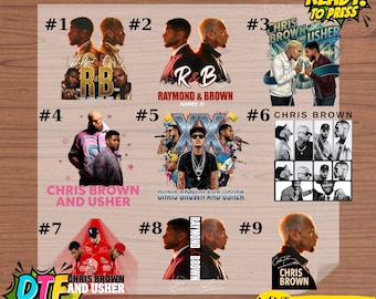 Usher Raymond Chris Brown R&B Tour 2026 DTF Heat Transfer, Ready to Press Decal