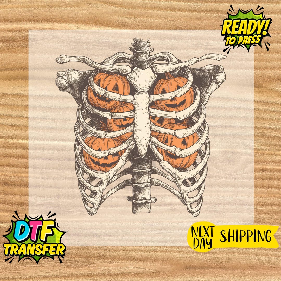 Pumpkin Rib Cage DTF Transfer: Spooky Halloween Heat Press Design - Etsy