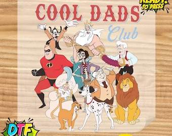 Disney Cool Dads Club DTF Transfer, Ready to Press Heat Transfer, Father's Day Gift, Cartoon Character Dad Shirt, DIY Retro Dad Transfer Art