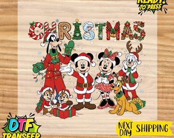 Mickey and Friends Christmas DTF Transfer: Disneyland Ready to Press