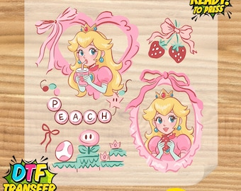 Princess Peach Super Mario DTF Transfer (Ready To Press)