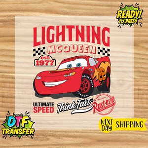 Lightning McQueen DTF Transfers, Disney Design Dtf, McQueen Ready to Press DTF Transfer, Direct to Film Transfer, Disney DTF, Iron on Decal