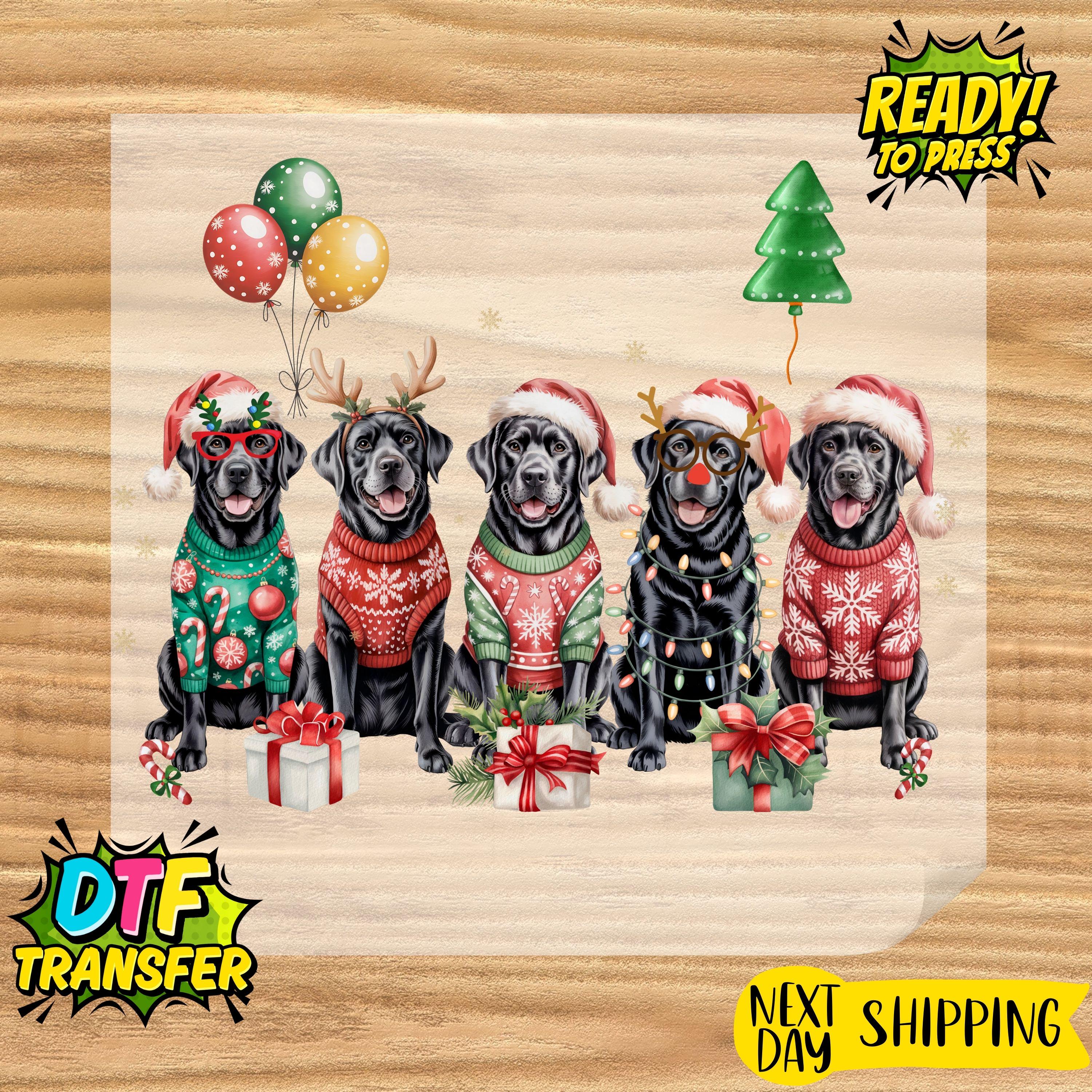 Black Lab Christmas Dogs DTF Transfer, Holiday Labrador Print - Etsy