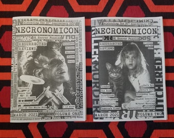 Vol 1 & 2 NECRONOMICON UK horror fanzine: Resurrected Reviews retro movies film zine 80s 90s