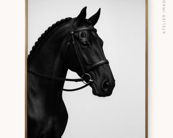 Dressage Horse Art • Black and White Equestrian Print • Digital Printable Download