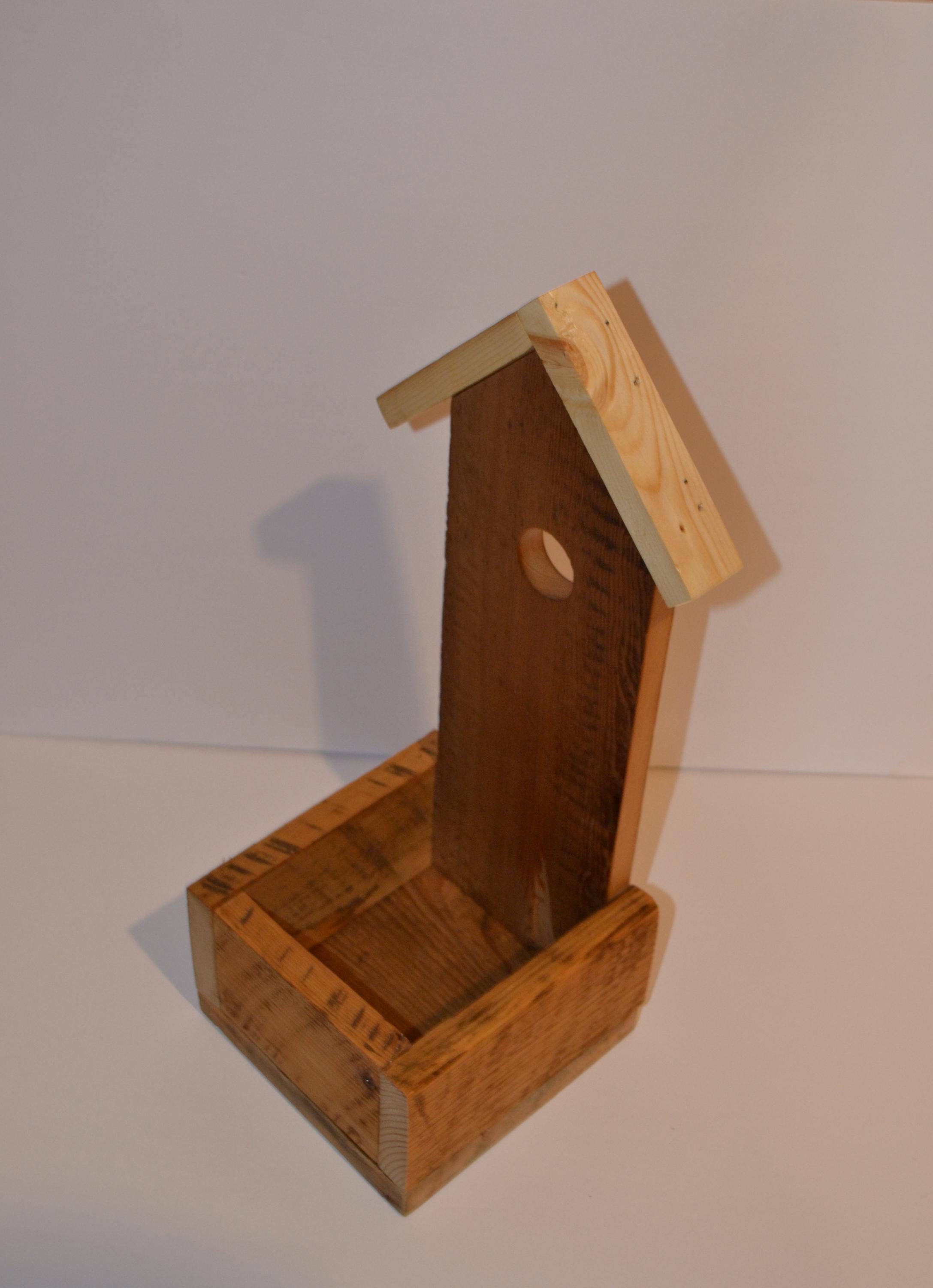 Rustic Wooden Planter With Birdhouse Back | Reclaimed Wood Decor ...