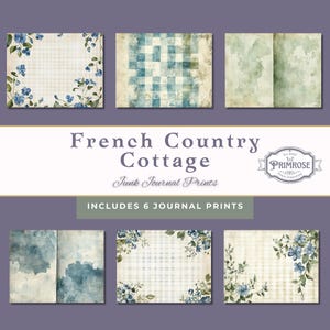 French Country Cottage Junk Journal Papers– 6 Printable Vintage Shabby Chic Papers, Scrapbooking Kit, Junk Journal Crafts, Journal printable