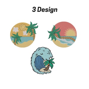 Beach  Embroidery Design – Palm Tree  Embroidery Design –  Sunset Machine Embroidery File – Instant Download–7 sizes