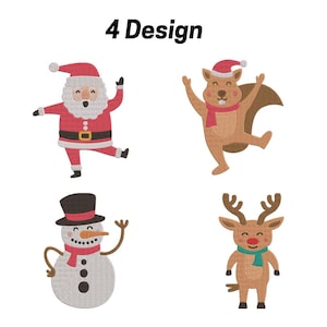 Christmas Embroidery Design, Holiday Embroidery Design, Santa, Snowman Machine Embroidery Files – Instant Download–6 Sizes