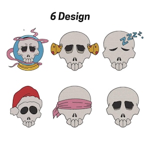 Skull Embroidery Design–  Funny Skull Embroidery Design–Gothic Machine Embroidery Files – Instant Download –7 Sizes