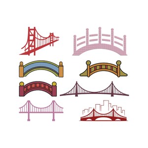 Bridge Embroidery Design, Bridge Machine Embroidery File, 8 Design, 8 Size, Instant Download