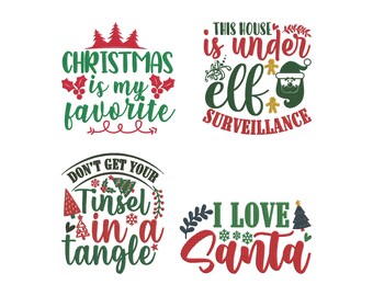 Christmas Quote Embroidery Design, Christmas Quote Machine Embroidery File, 4 Design, 6 Size, Instant Download
