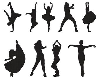 Tanz Silhouette Stickdatei, Hip Hop, Ballett Modern Dance Fitness Studio Stickdatei, Stickdatei 9 Design, Größe 9, Instant Download