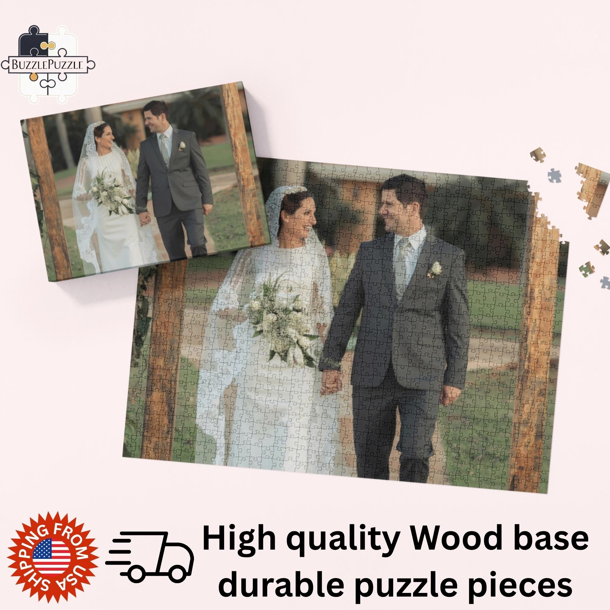 Photo Wedding Puzzle – Personalized Wedding Gift with Picture, Custom Bride & Groom Puzzle, Couple Memory Puzzle, Bridal Shower Gift