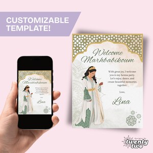 Customizable Henna Table Card | Digital design | Moroccan style | Welcome card | Template | Canva