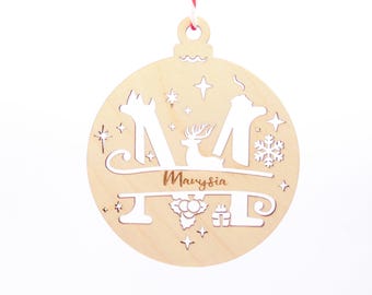 Personalized 3D Christmas Ornament – Custom Name Laser Engraved – Wooden Holiday Tree Decoration – Gift Keepsake