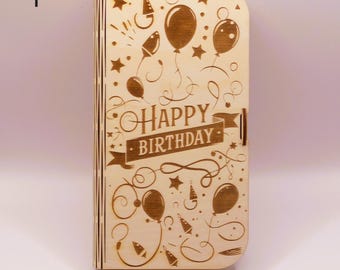 Wooden Money Gift Box – Personalized Cash Box with Engraving – Wedding, Birthday, Anniversary Gift